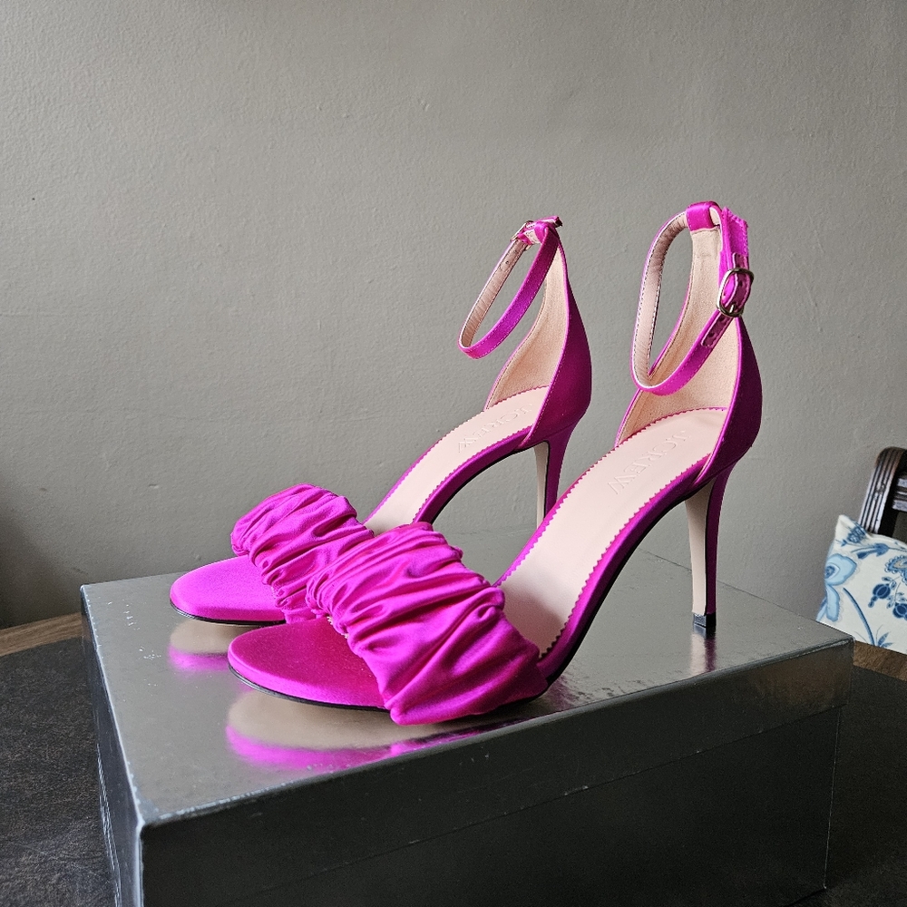 NWT J. Crew Collection Rylie ruched-strap heels in pink satin - Picture 10 of 17